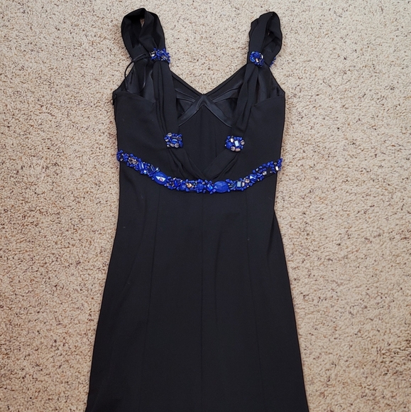 Blumarine Black V Neck Sleeveless Crystals Long Dress size I 48 - Picture 2 of 14